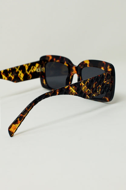 Gafas de sol rectangulares extragrandes en tono Tortoise Shell vintage