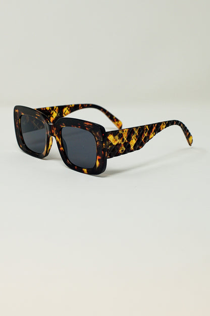 Gafas de sol rectangulares extragrandes en tono Tortoise Shell vintage