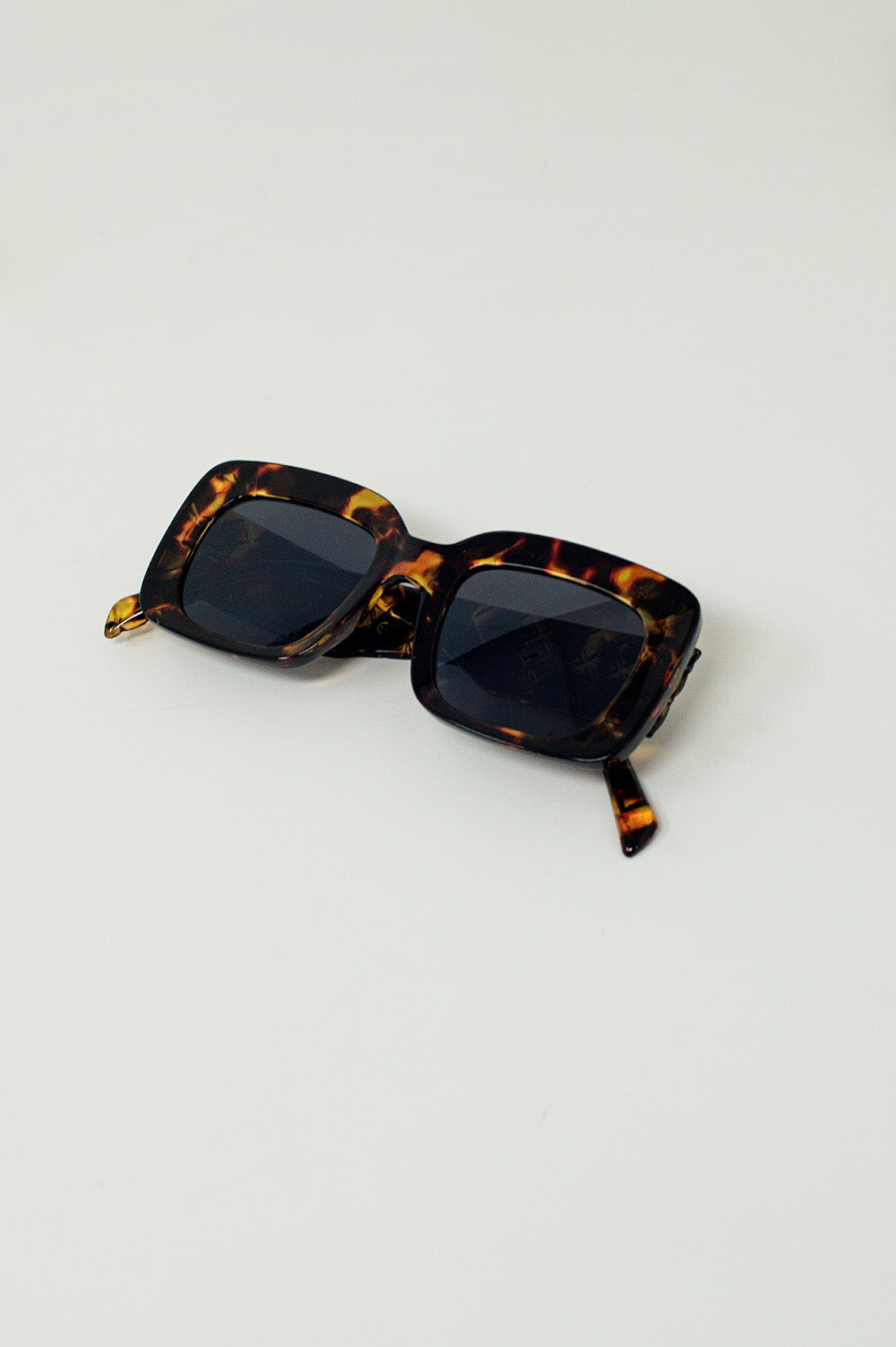 Gafas de sol rectangulares extragrandes en tono Tortoise Shell vintage