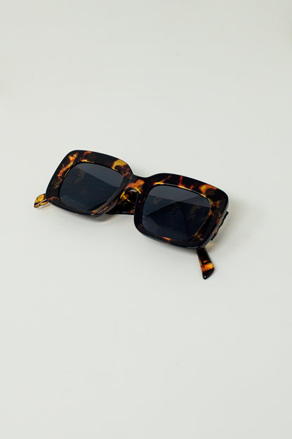 Gafas de sol rectangulares extragrandes en tono Tortoise Shell vintage