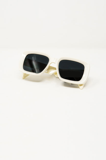 Gafas de sol rectangulares oversize con montura ancha en blanco