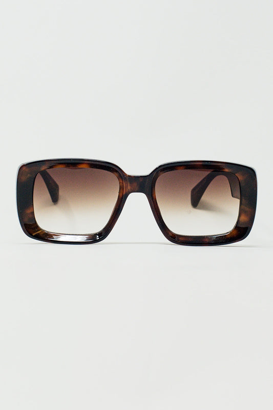 Q2 Gafas de sol rectangulares oversize con montura ancha en marrón