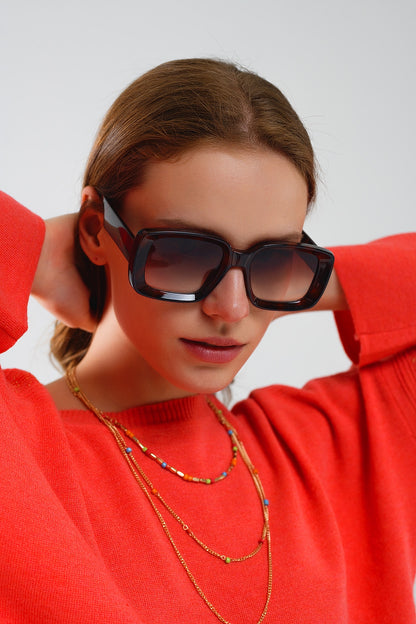 Gafas de sol rectangulares oversize con montura ancha en marrón