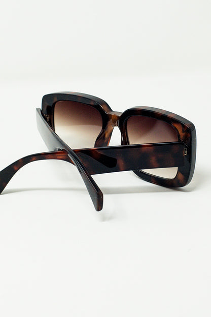 Gafas de sol rectangulares oversize con montura ancha en marrón