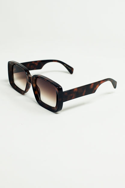 Gafas de sol rectangulares oversize con montura ancha en marrón