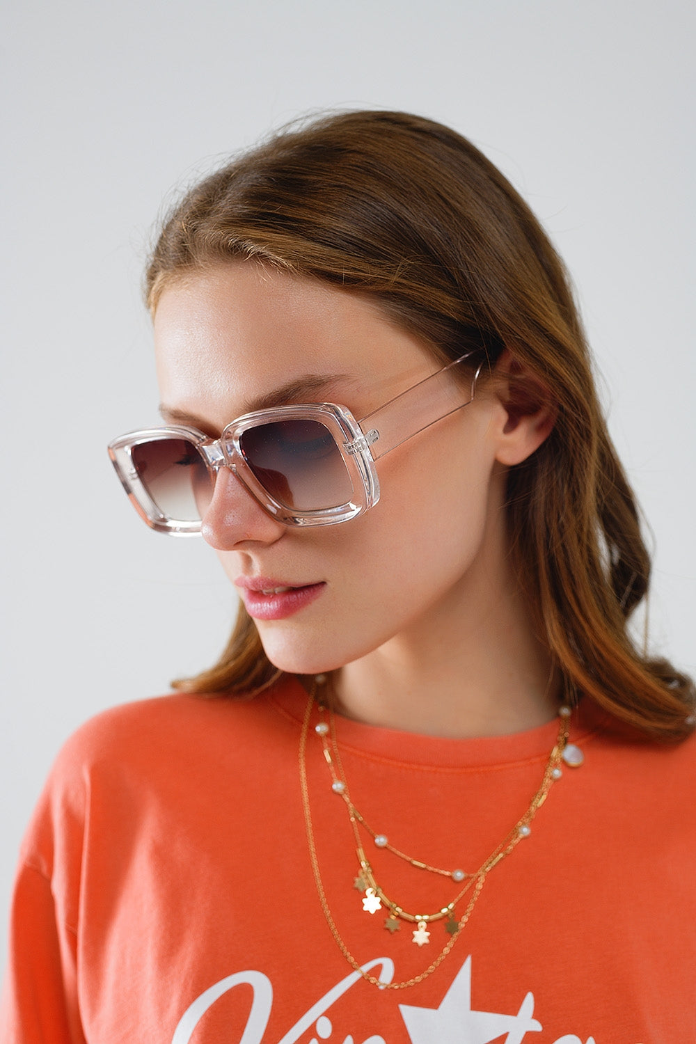 Gafas de sol rectangulares oversize en blanco transparente