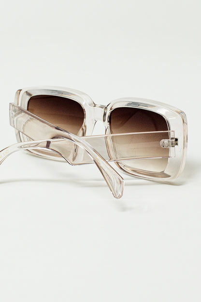 Gafas de sol rectangulares oversize en blanco transparente