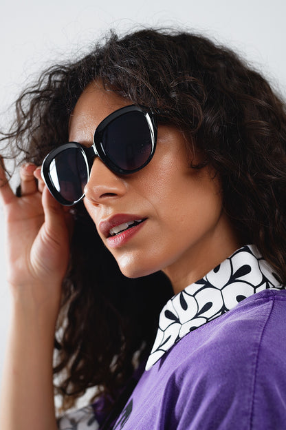 Gafas de sol redondas grandes en negro