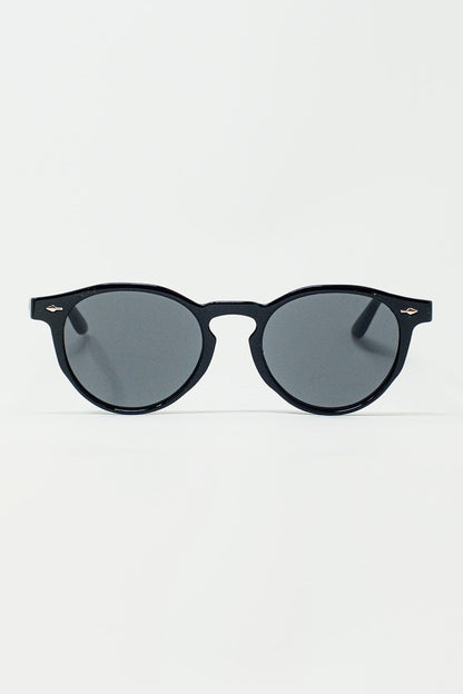 Q2 Gafas de sol retro redondas con lentes ahumadas en negro