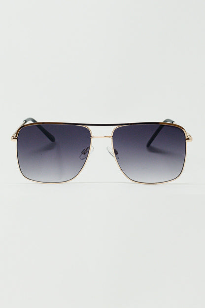 Q2 Gafas de sol vintage de aviador con montura dorada