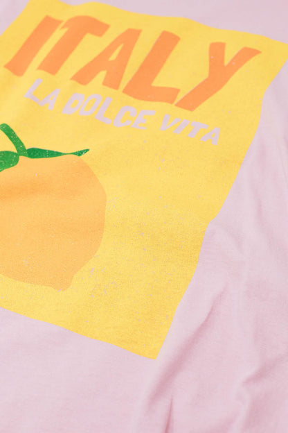 Italy La Dolce Vita Camiseta rosa bebé con estampado gráfico