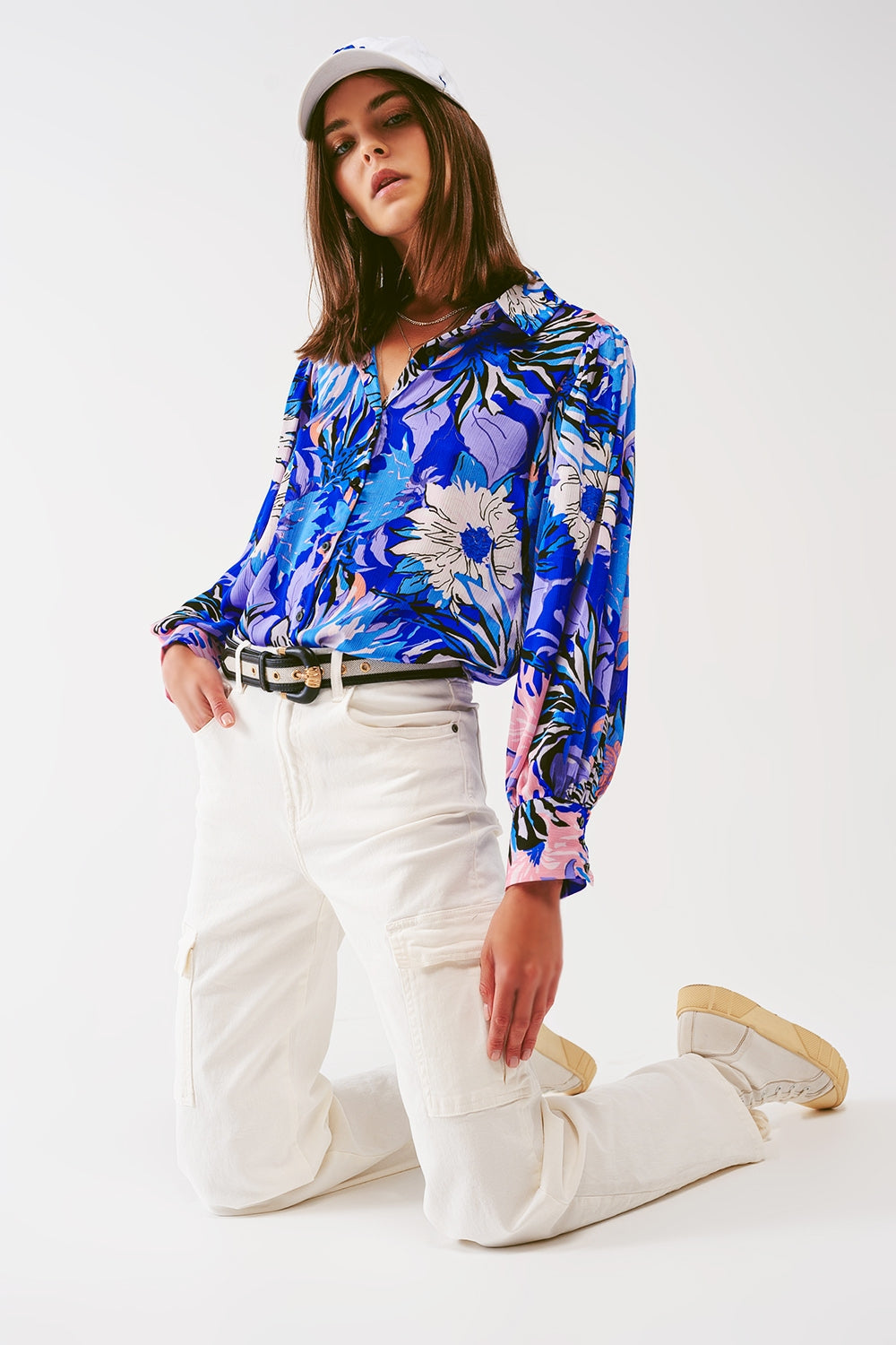 Jeans cargo de pierna recta en blanco