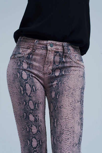 Jeans estampado animal rosa reversibles