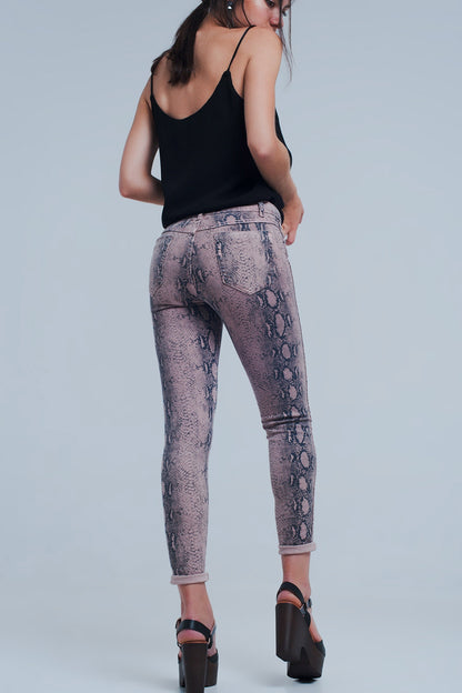 Jeans estampado animal rosa reversibles