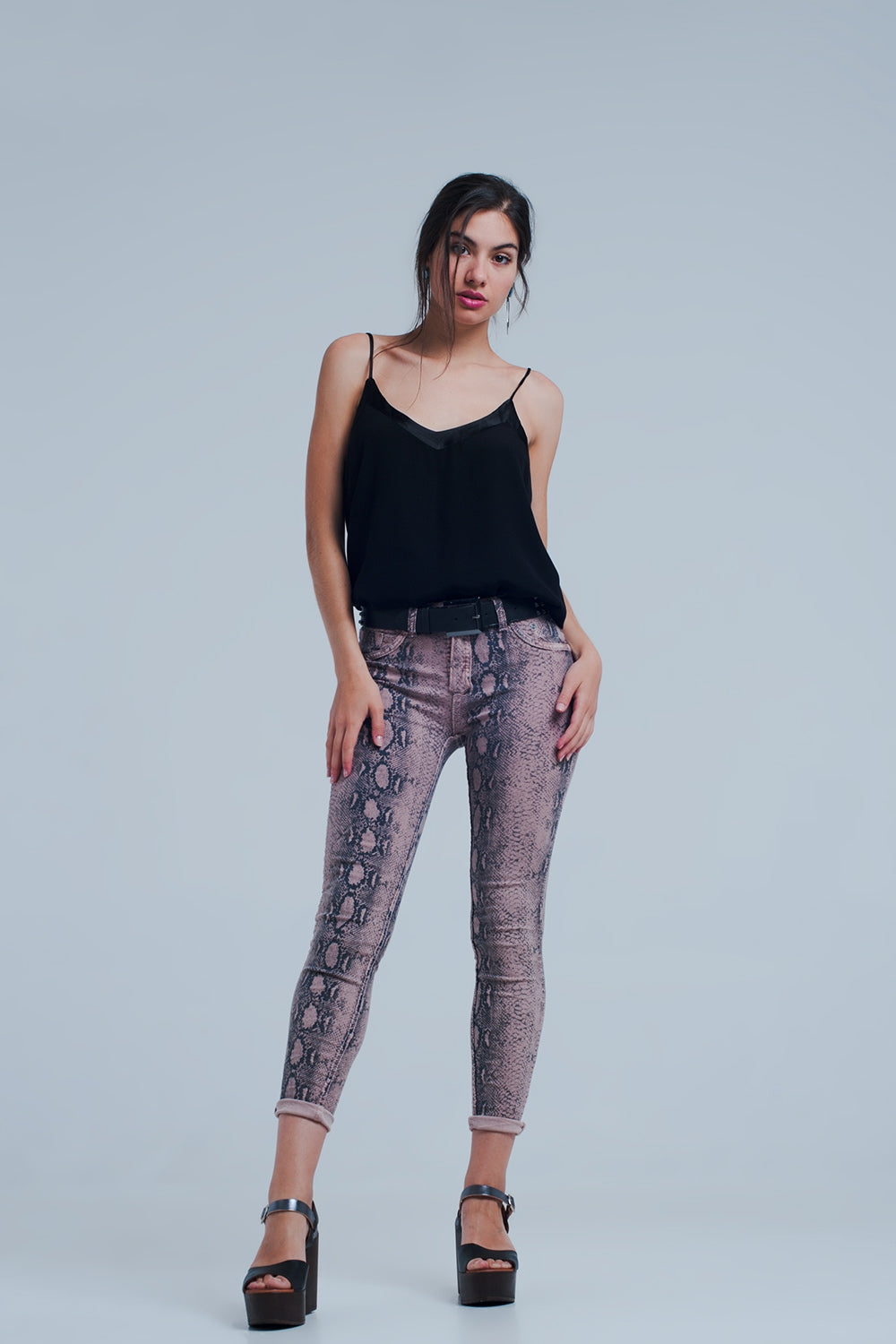 Jeans estampado animal rosa reversibles