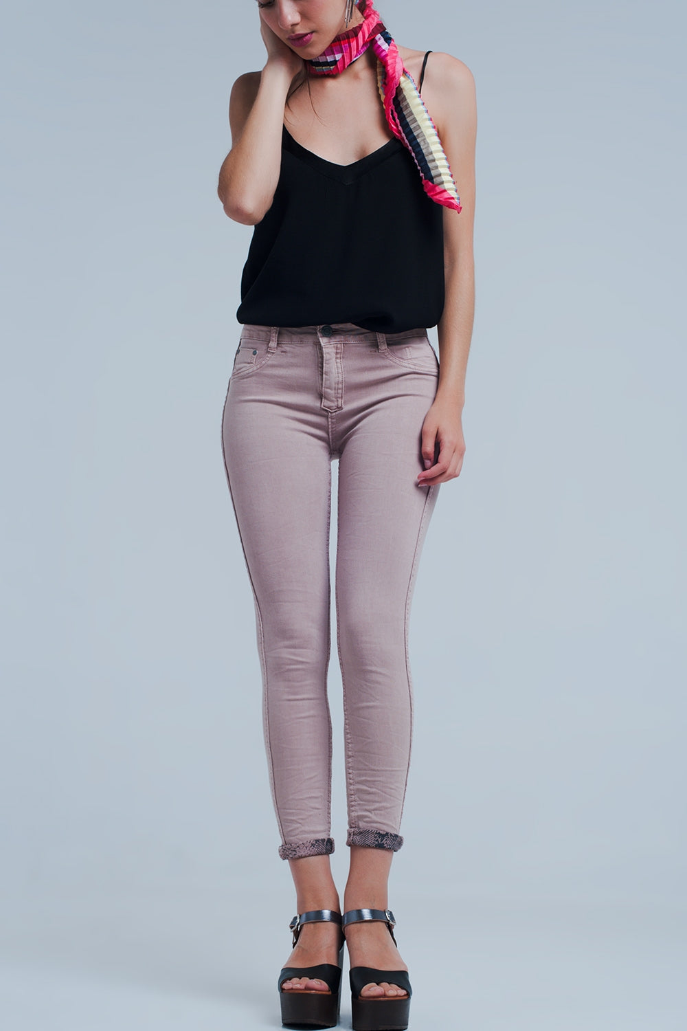 Jeans estampado animal rosa reversibles