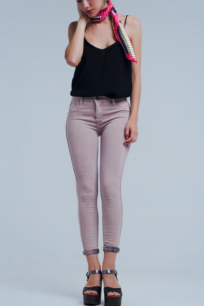 Jeans estampado animal rosa reversibles