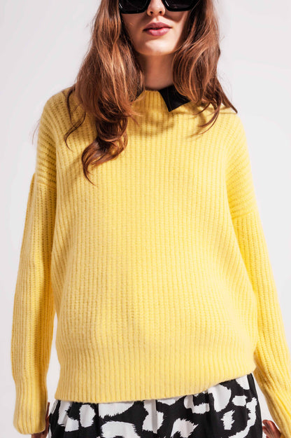 Jersey amarillo de punto de canalé