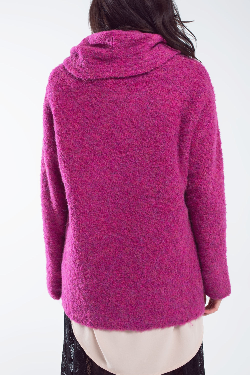 Jersey ancho con cuello bardot en magenta
