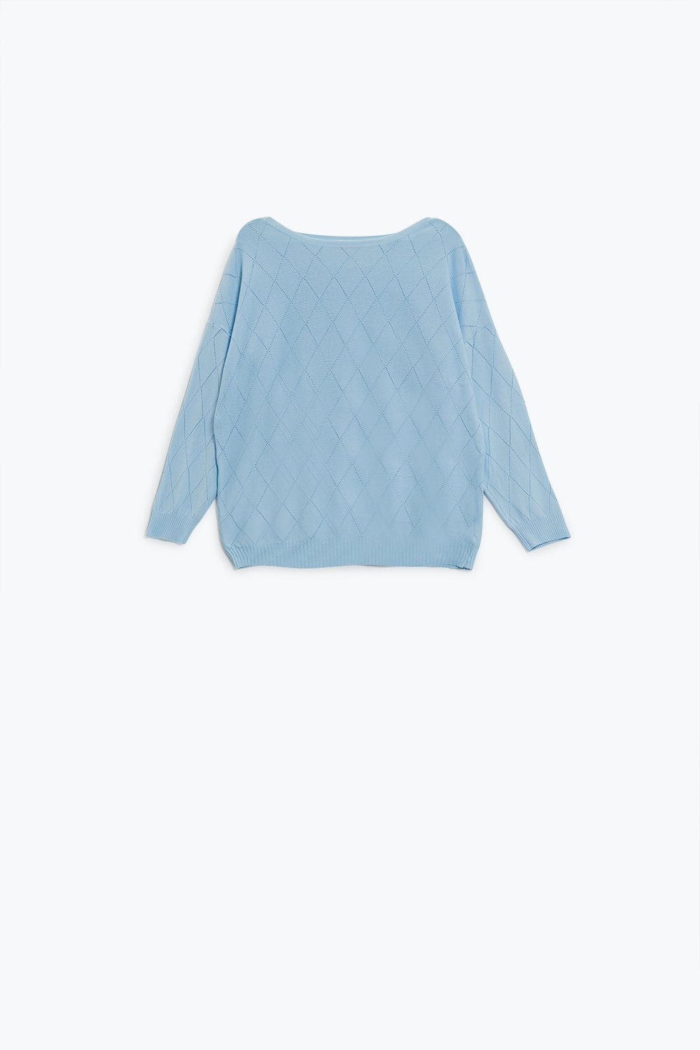 Q2 Jersey Azul Claro Con Estampado Argyle Y Cuello Barco