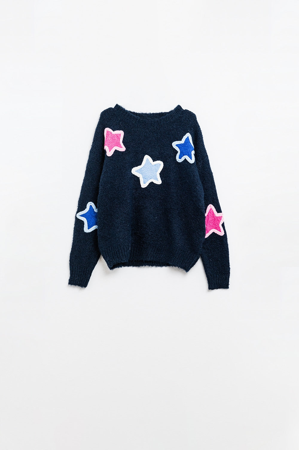 Q2 Jersey azul marino con estrellas bordadas