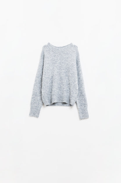 Jersey básico de punto con cuello redondo en gris