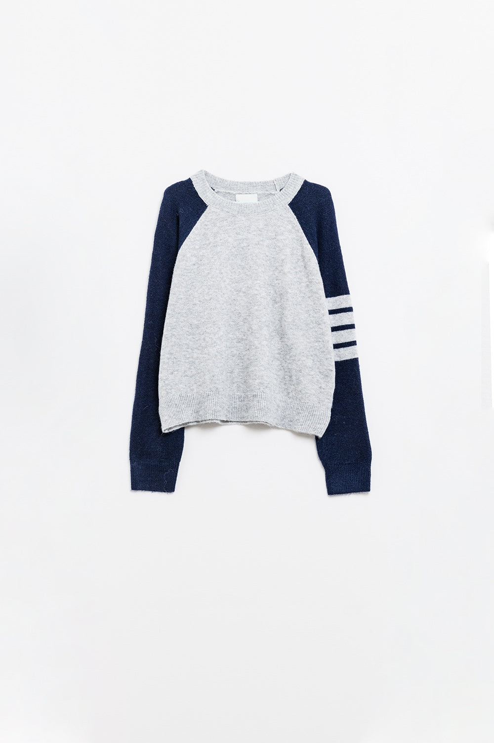 Jersey bicolor de manga raglán en azul marino y gris