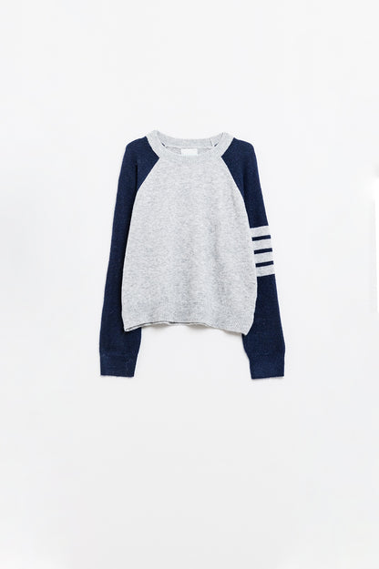Jersey bicolor de manga raglán en azul marino y gris