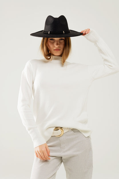 Q2 Jersey blanco holgado con detalle de espalda abierta