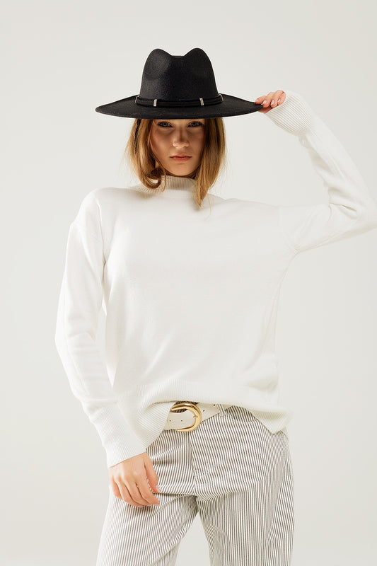 Q2 Jersey blanco holgado con detalle de espalda abierta