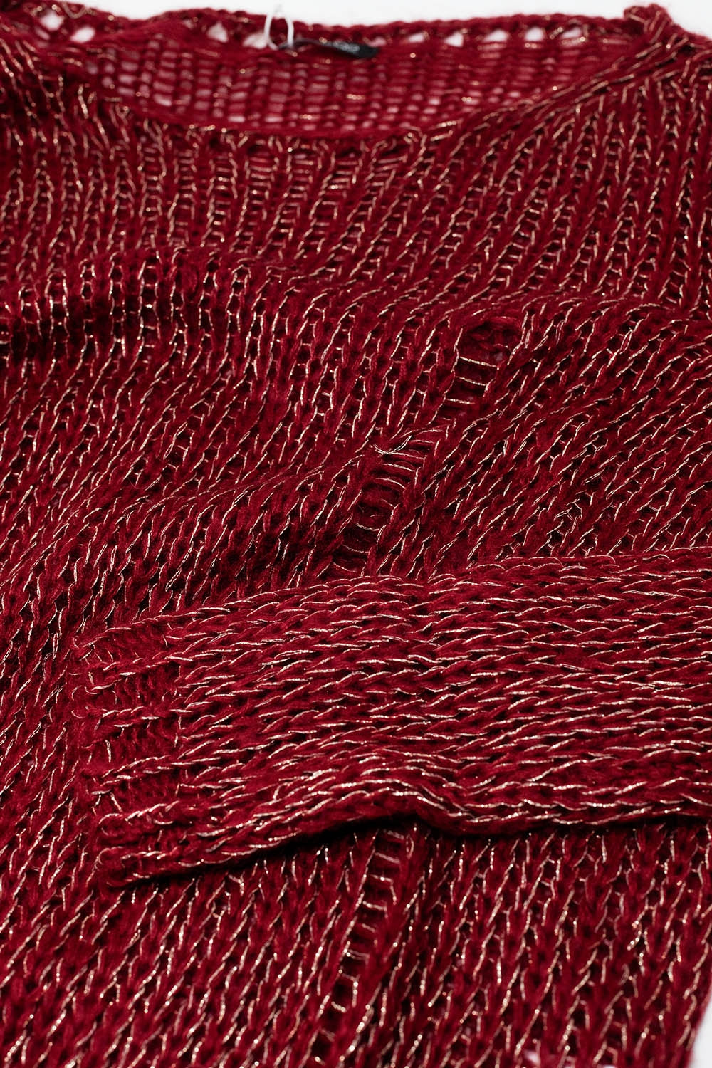 Jersey burdeos de manga larga con detalle de lúrex