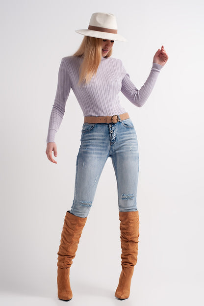 Jersey color lila con hombreras