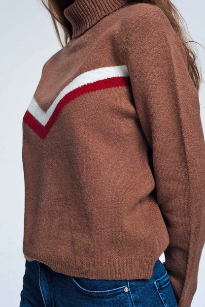 Jersey color marron con detalle de chevron