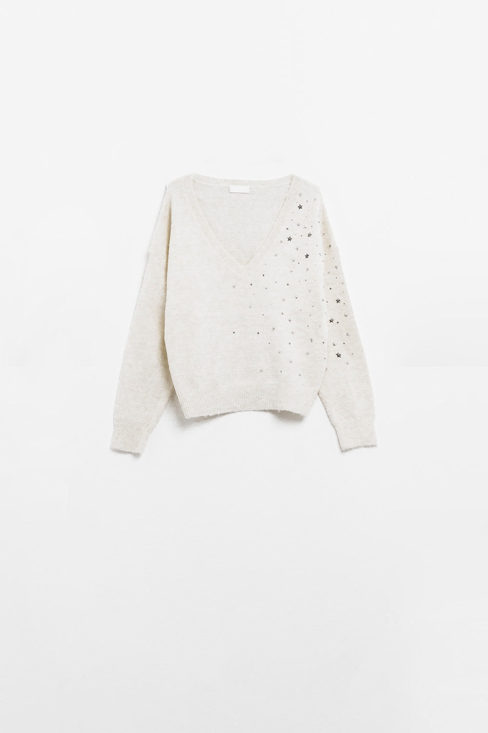 Jersey con cuello de pico adornado con estrellas metálicas
