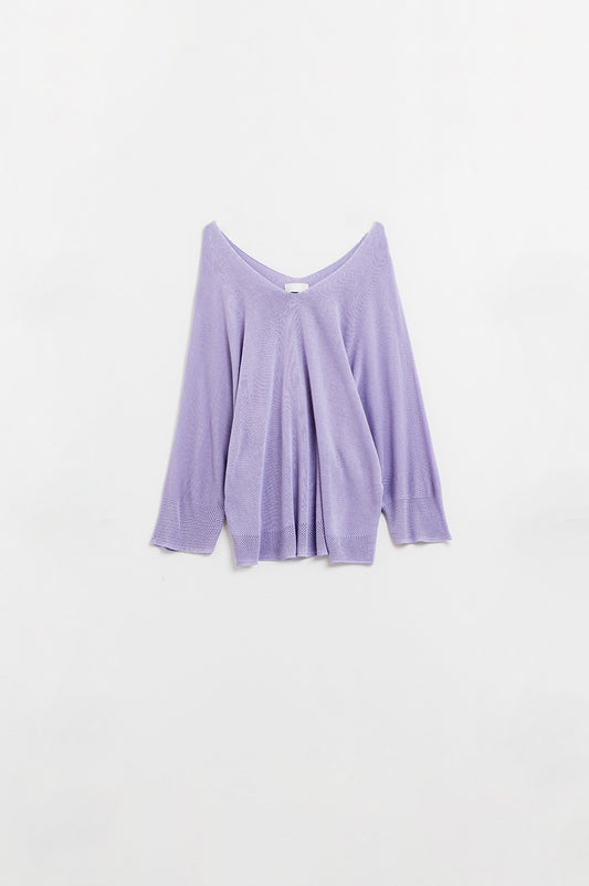 Q2 Jersey con cuello de pico en morado