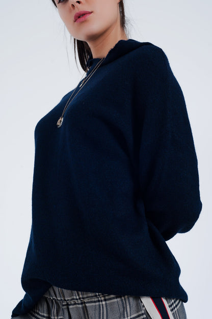 Jersey con cuello desbocado en azul