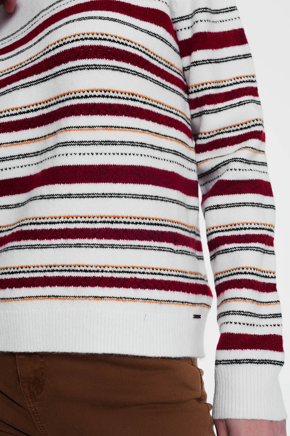 Jersey con cuello redondo de rayas multicolor