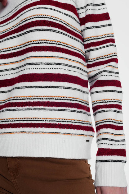 Jersey con cuello redondo de rayas multicolor