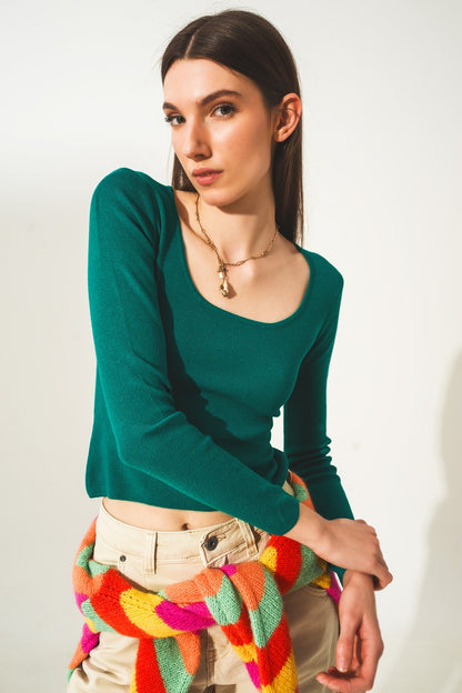 Jersey con la espalda descubierta en verde