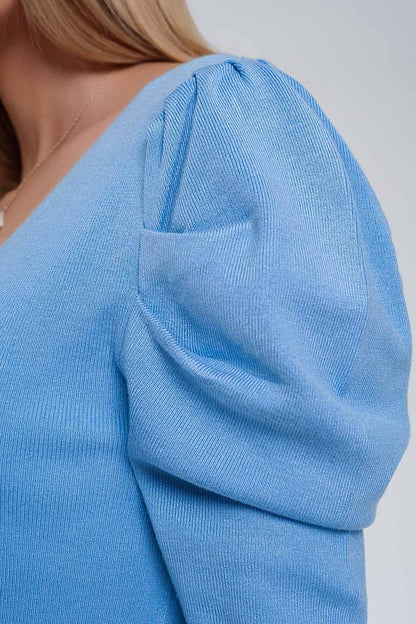 Jersey con manga corta abullonada en azul