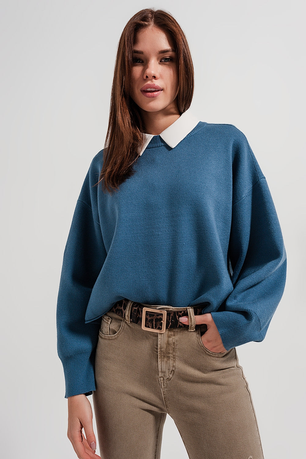 Jersey corto azul marino con mangas murciélago