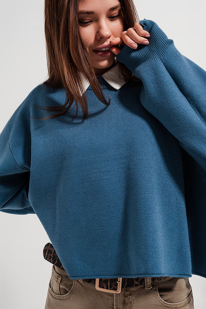 Jersey corto azul marino con mangas murciélago