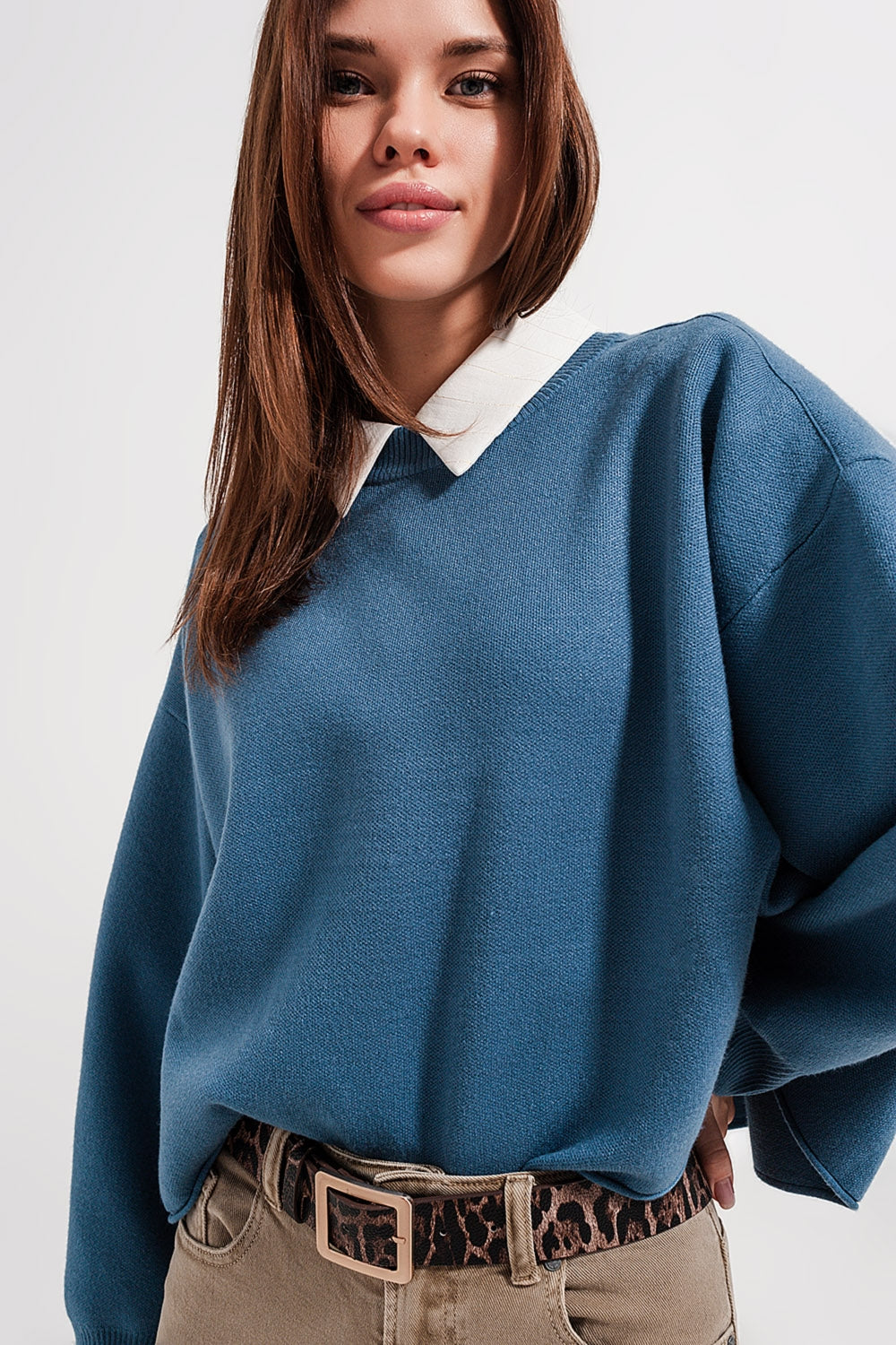 Jersey corto azul marino con mangas murciélago