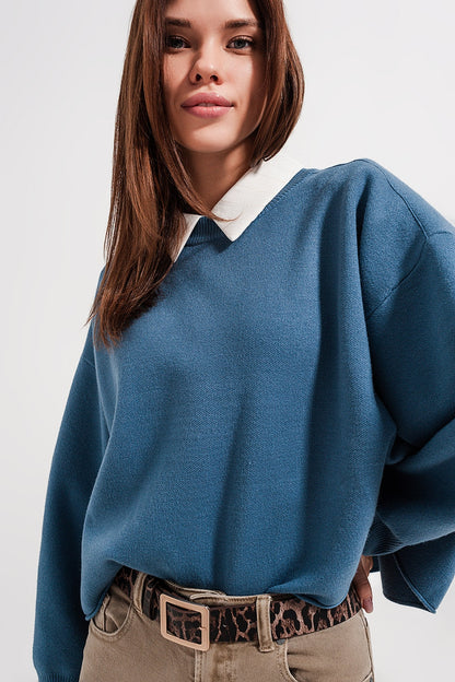 Jersey corto azul marino con mangas murciélago