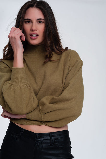 Jersey corto con cuello alzado color verde
