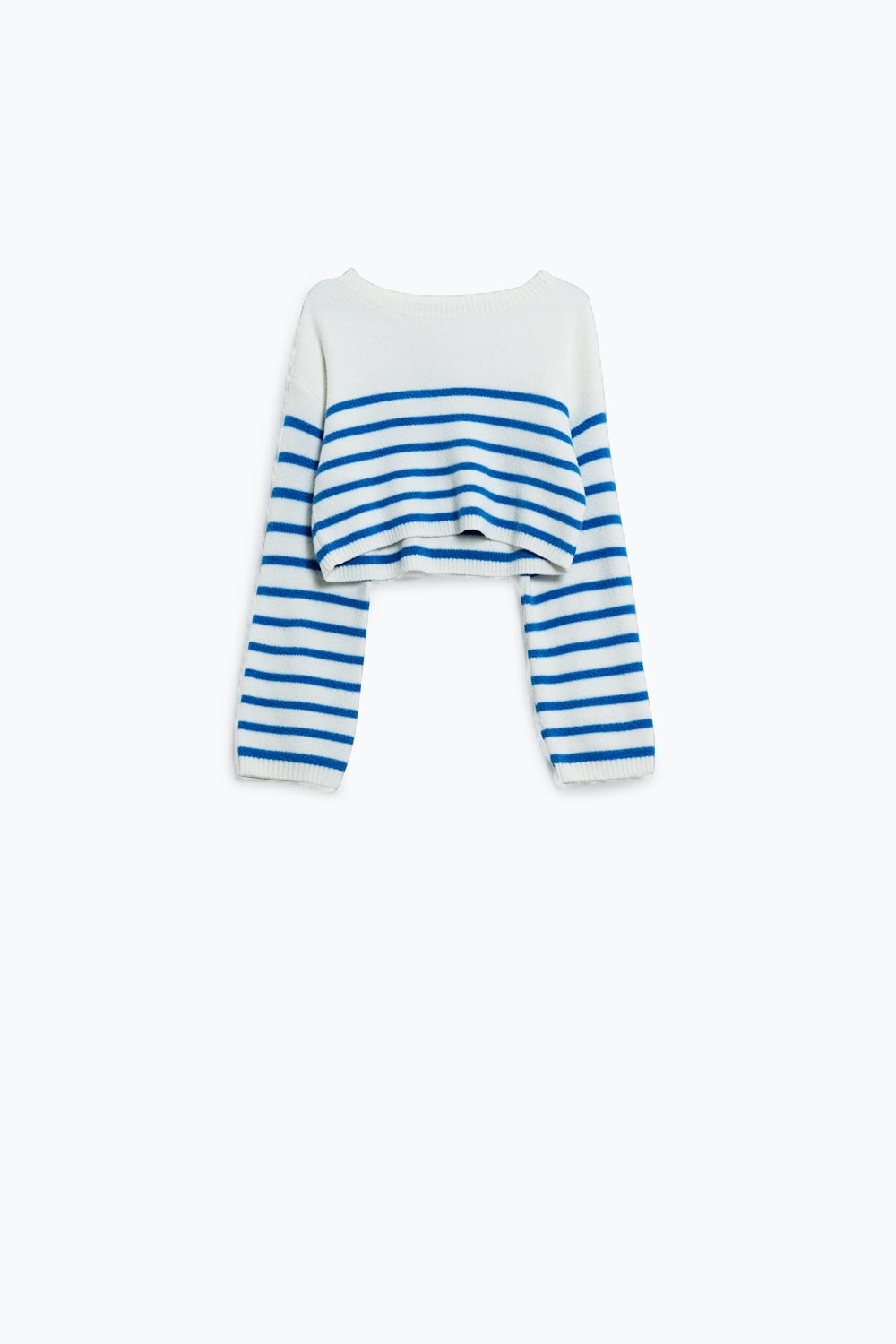 Jersey corto de rayas y cuello barco