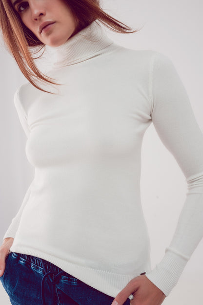 Q2 Jersey crema con cuello alto