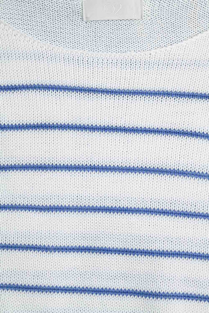 Jersey crema con rayas azules de punto fino