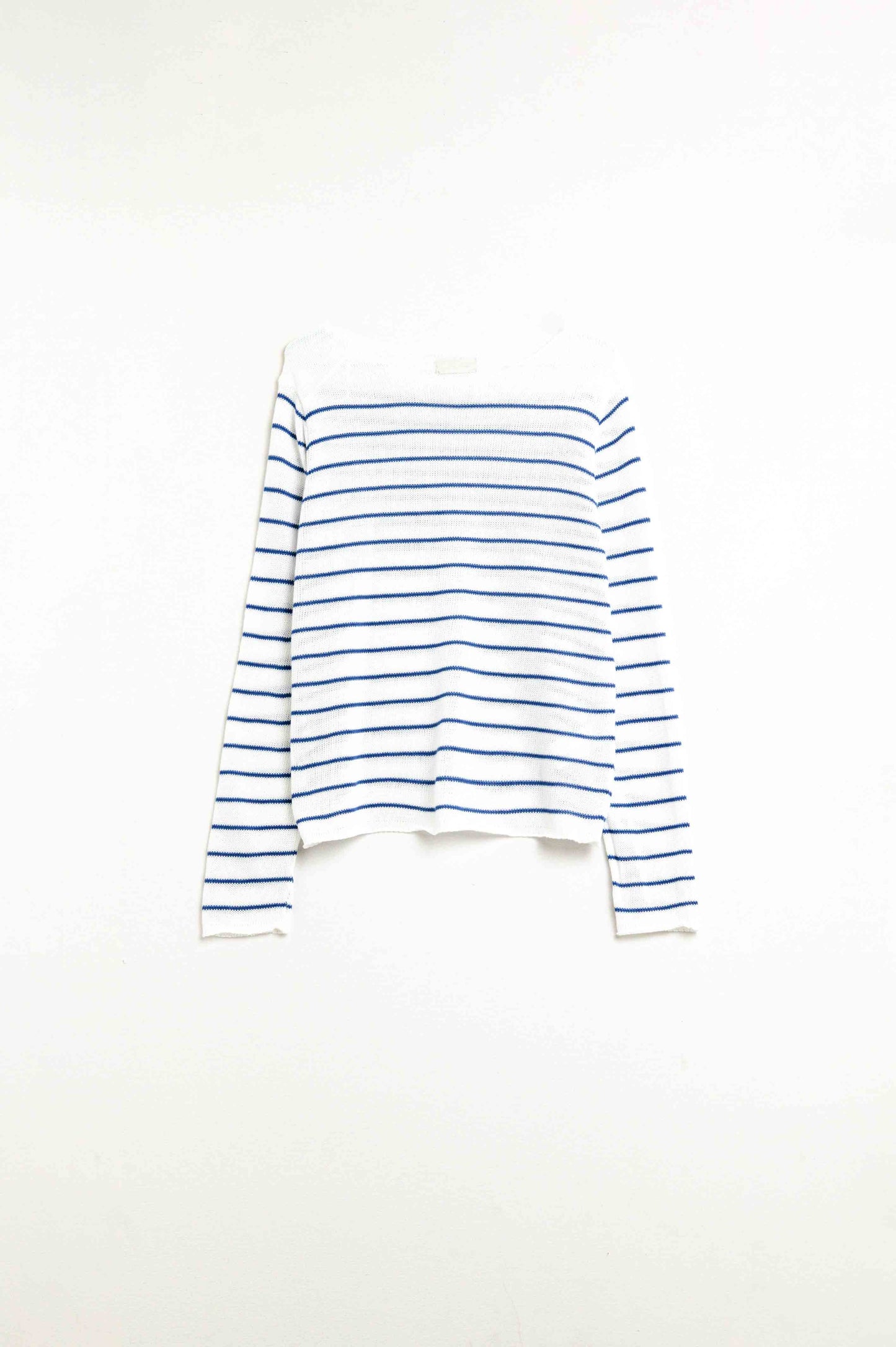 Jersey crema con rayas azules de punto fino