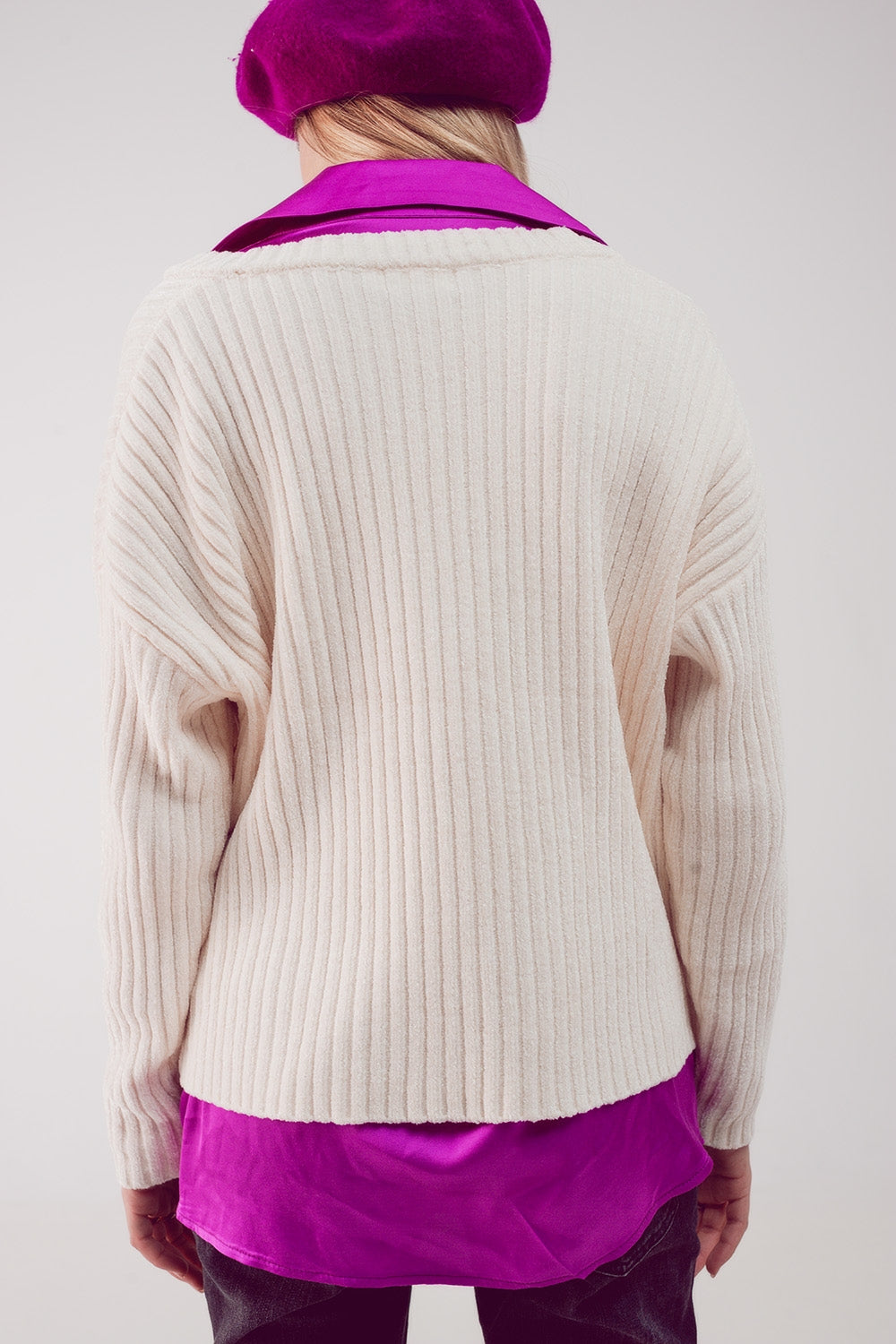 Jersey crema de punto de chenilla